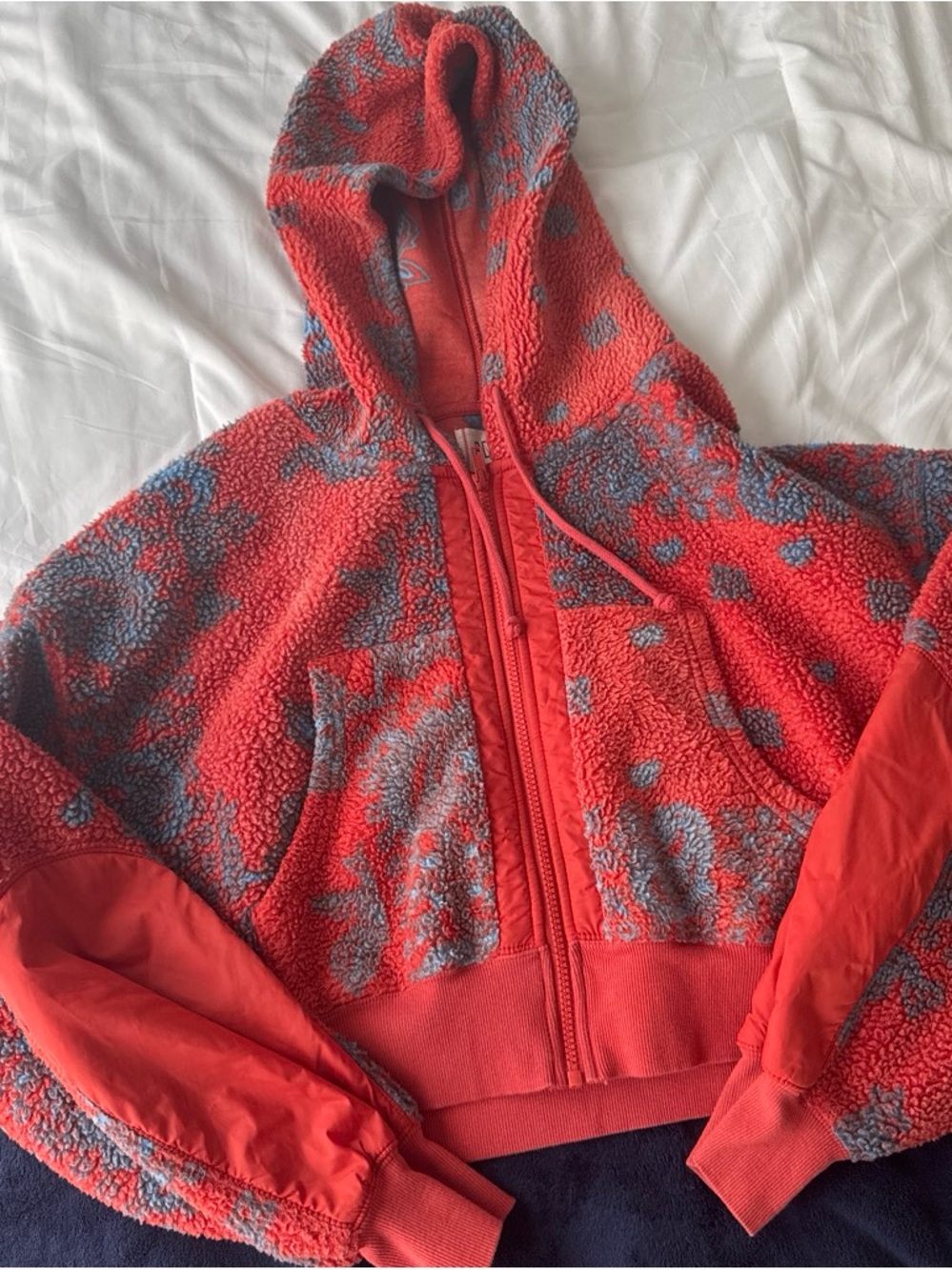 BDG by Urban outfitters Patterned Sherpa Zip Hoodie
